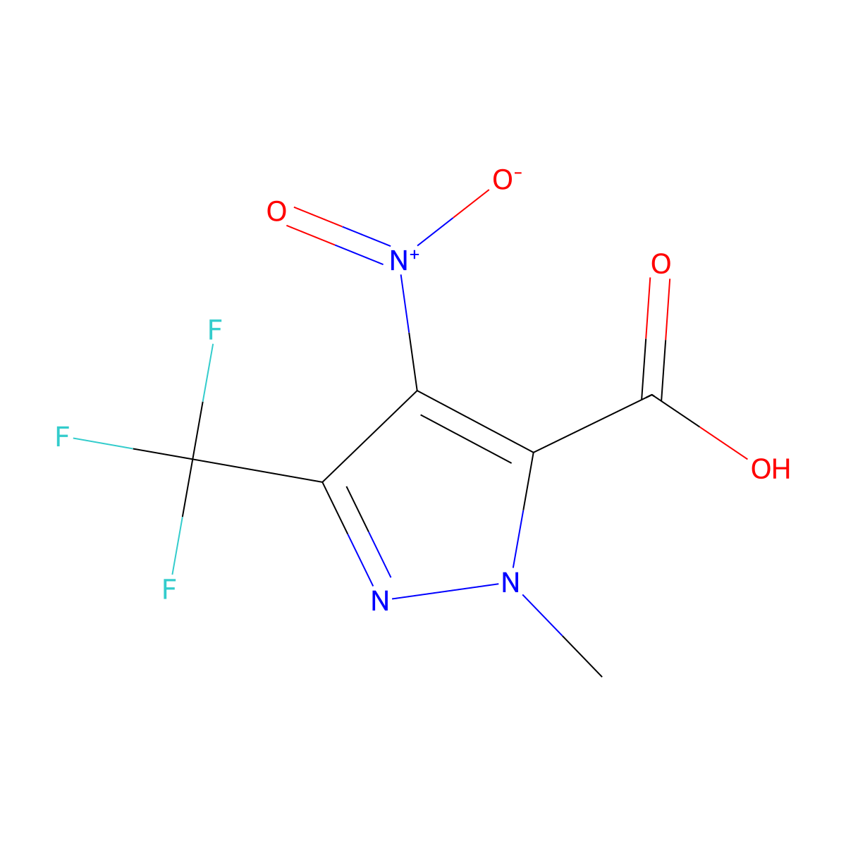1-Methyl-4-nitro-3-(trifluoromethyl)-1H-pyrazole-5-carboxylic acid molecular structure, CAS 2060028-92-2