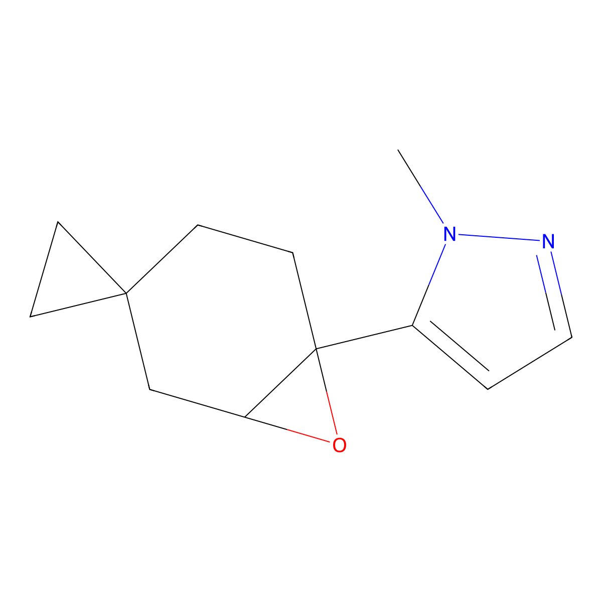 1-Methyl-5-{7-oxaspiro[bicyclo[4.1.0]heptane-3,1'-cyclopropane]-6-yl}-1H-pyrazole molecular structure, CAS 2060028-95-5