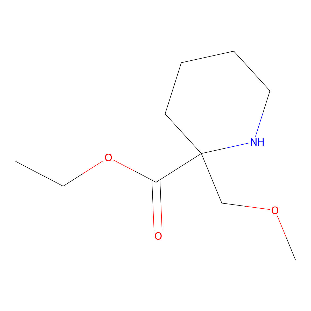 Ethyl 2-(methoxymethyl)piperidine-2-carboxylate molecular structure, CAS 2060029-01-6