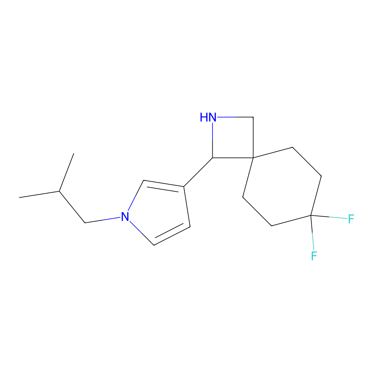 7,7-Difluoro-1-[1-(2-methylpropyl)-1H-pyrrol-3-yl]-2-azaspiro[3.5]nonane molecular structure, CAS 2060029-08-3