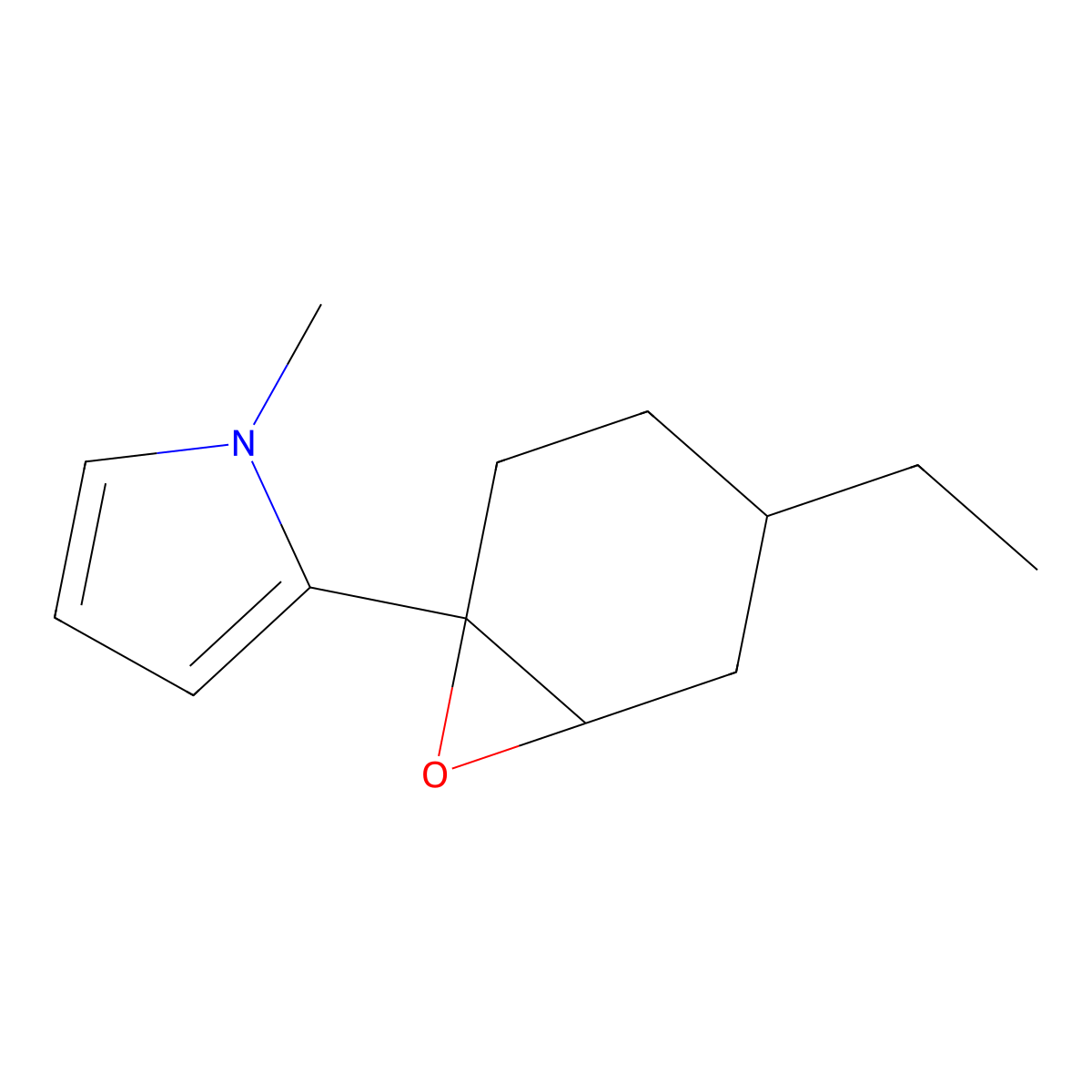 2-{4-ethyl-7-oxabicyclo[4.1.0]heptan-1-yl}-1-methyl-1H-pyrrole molecular structure, CAS 2060029-14-1