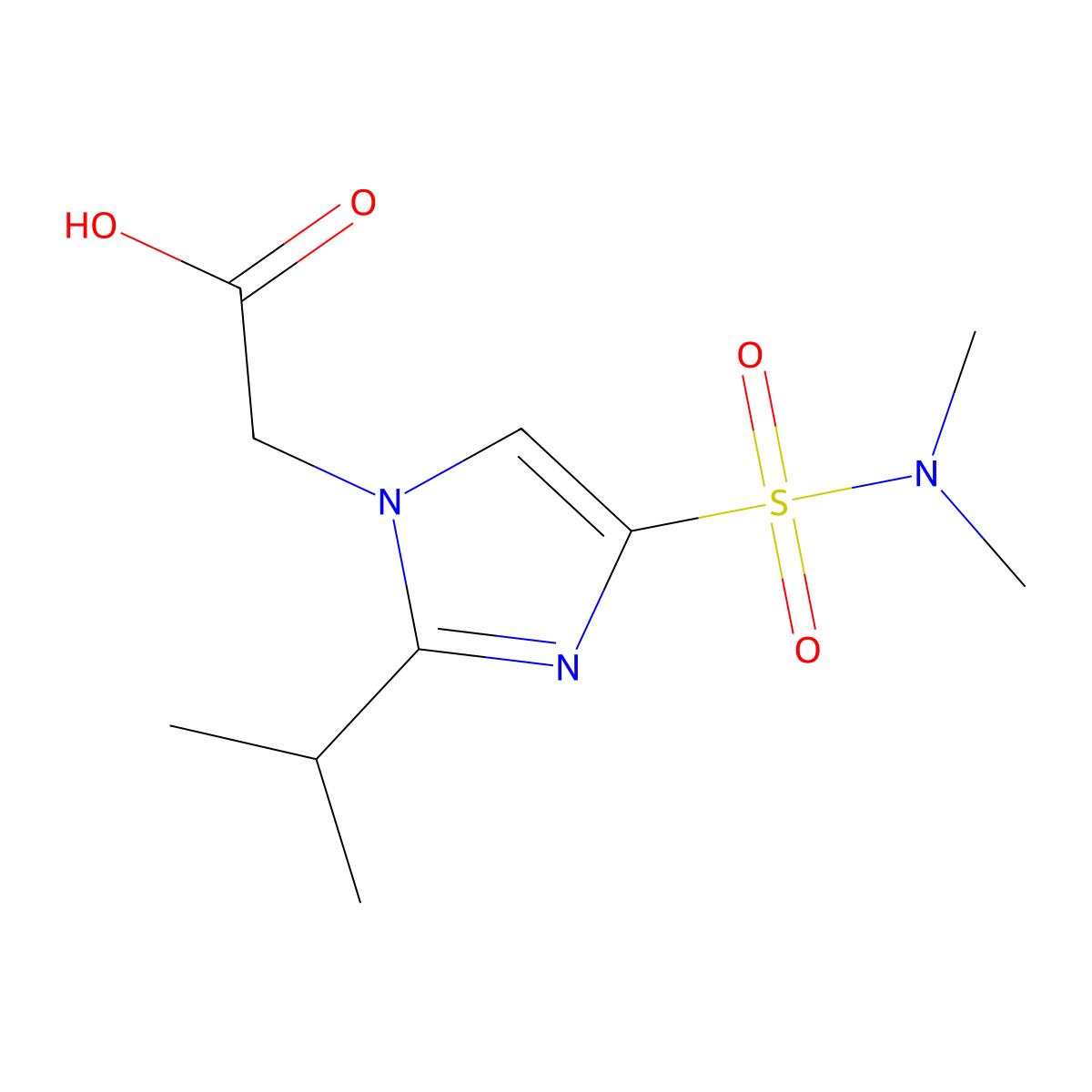2-[4-(Dimethylsulfamoyl)-2-(propan-2-yl)-1H-imidazol-1-yl]acetic acid molecular structure, CAS 2060029-16-3