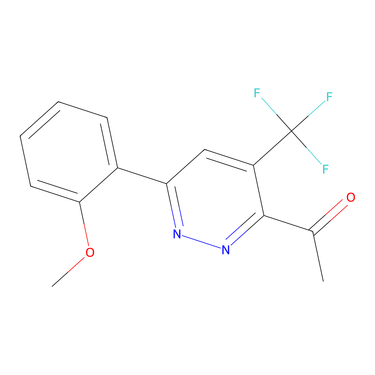 1-[6-(2-Methoxyphenyl)-4-(trifluoromethyl)pyridazin-3-yl]ethan-1-one molecular structure, CAS 2060029-22-1