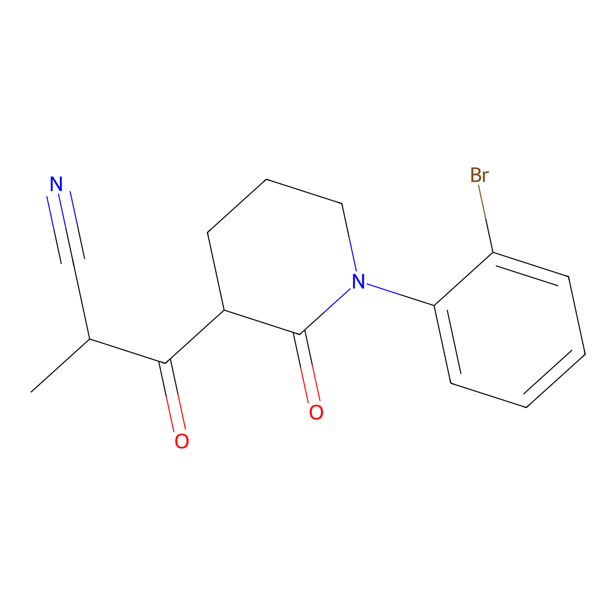 3-[1-(2-Bromophenyl)-2-oxopiperidin-3-yl]-2-methyl-3-oxopropanenitrile molecular structure, CAS 2060029-41-4