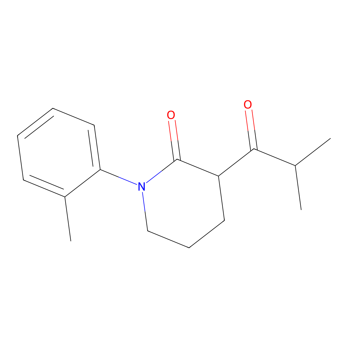 1-(2-Methylphenyl)-3-(2-methylpropanoyl)piperidin-2-one molecular structure, CAS 2060029-42-5