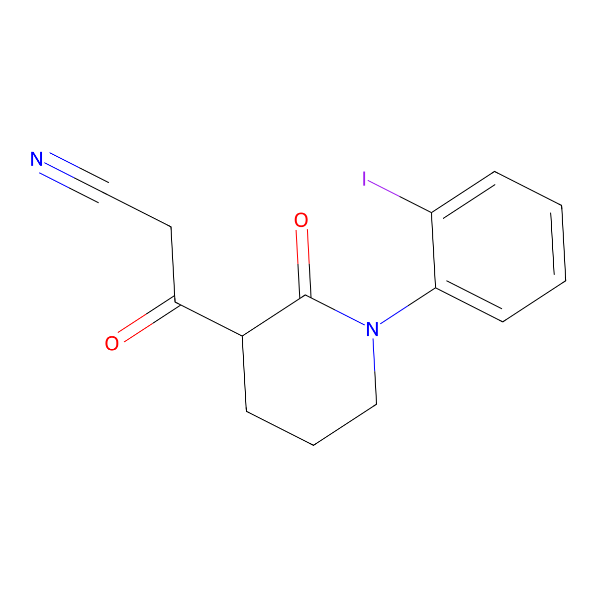 3-[1-(2-Iodophenyl)-2-oxopiperidin-3-yl]-3-oxopropanenitrile molecular structure, CAS 2060029-46-9