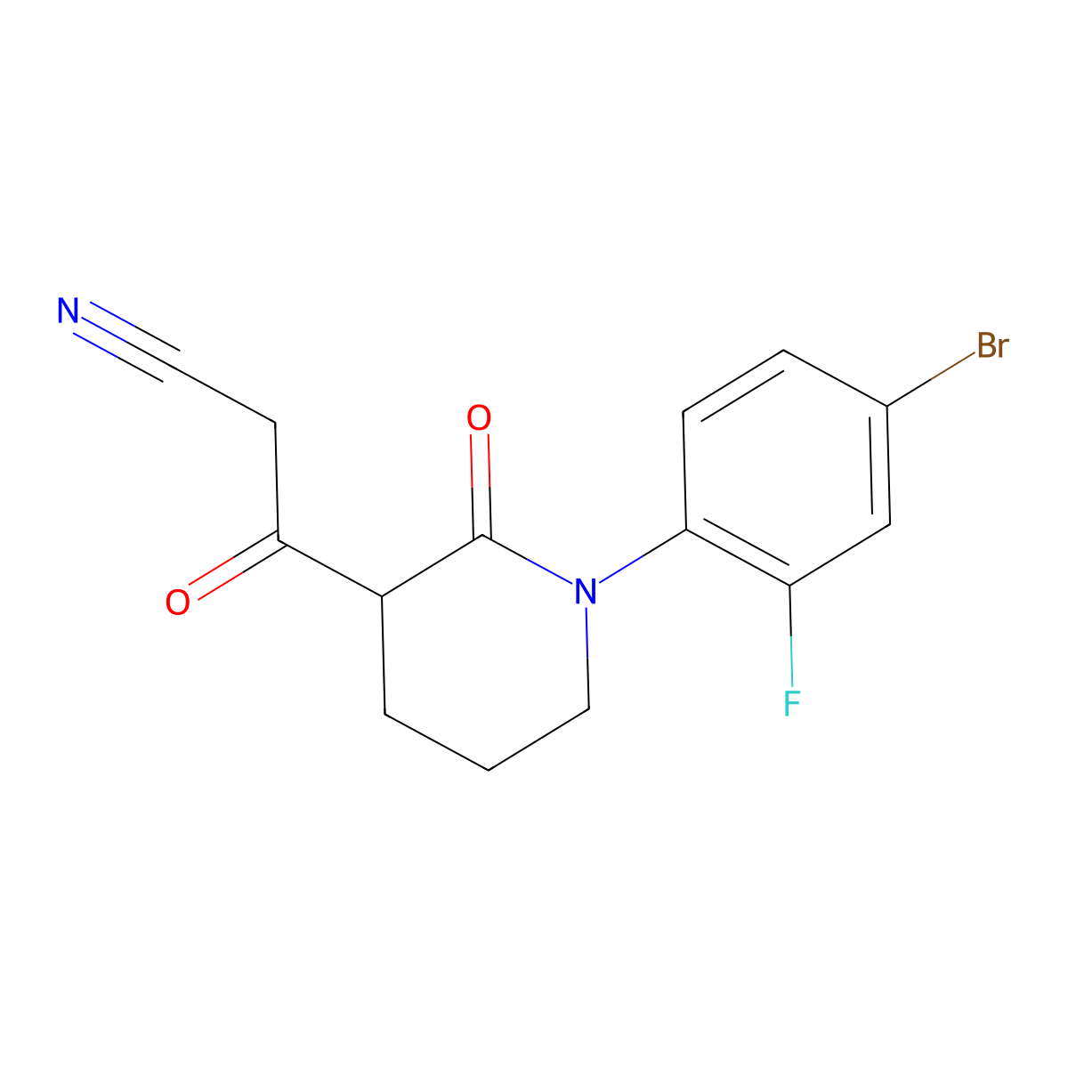 3-[1-(4-Bromo-2-fluorophenyl)-2-oxopiperidin-3-yl]-3-oxopropanenitrile molecular structure, CAS 2060029-48-1