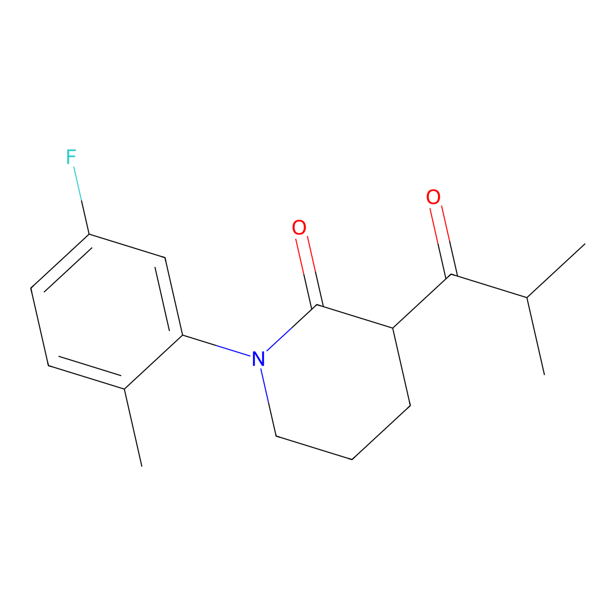 1-(5-Fluoro-2-methylphenyl)-3-(2-methylpropanoyl)piperidin-2-one molecular structure, CAS 2060029-49-2
