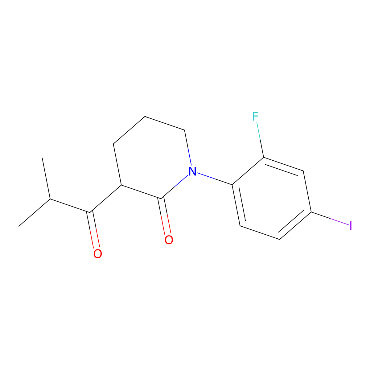 1-(2-Fluoro-4-iodophenyl)-3-(2-methylpropanoyl)piperidin-2-one molecular structure, CAS 2060029-52-7