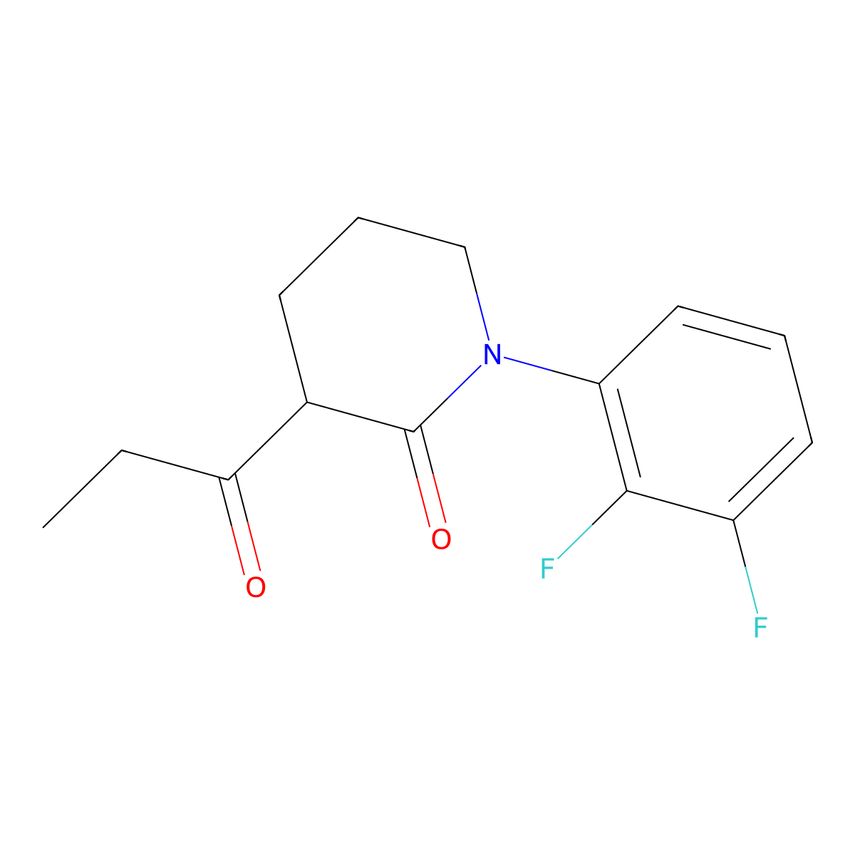 1-(2,3-Difluorophenyl)-3-propanoylpiperidin-2-one molecular structure, CAS 2060029-55-0