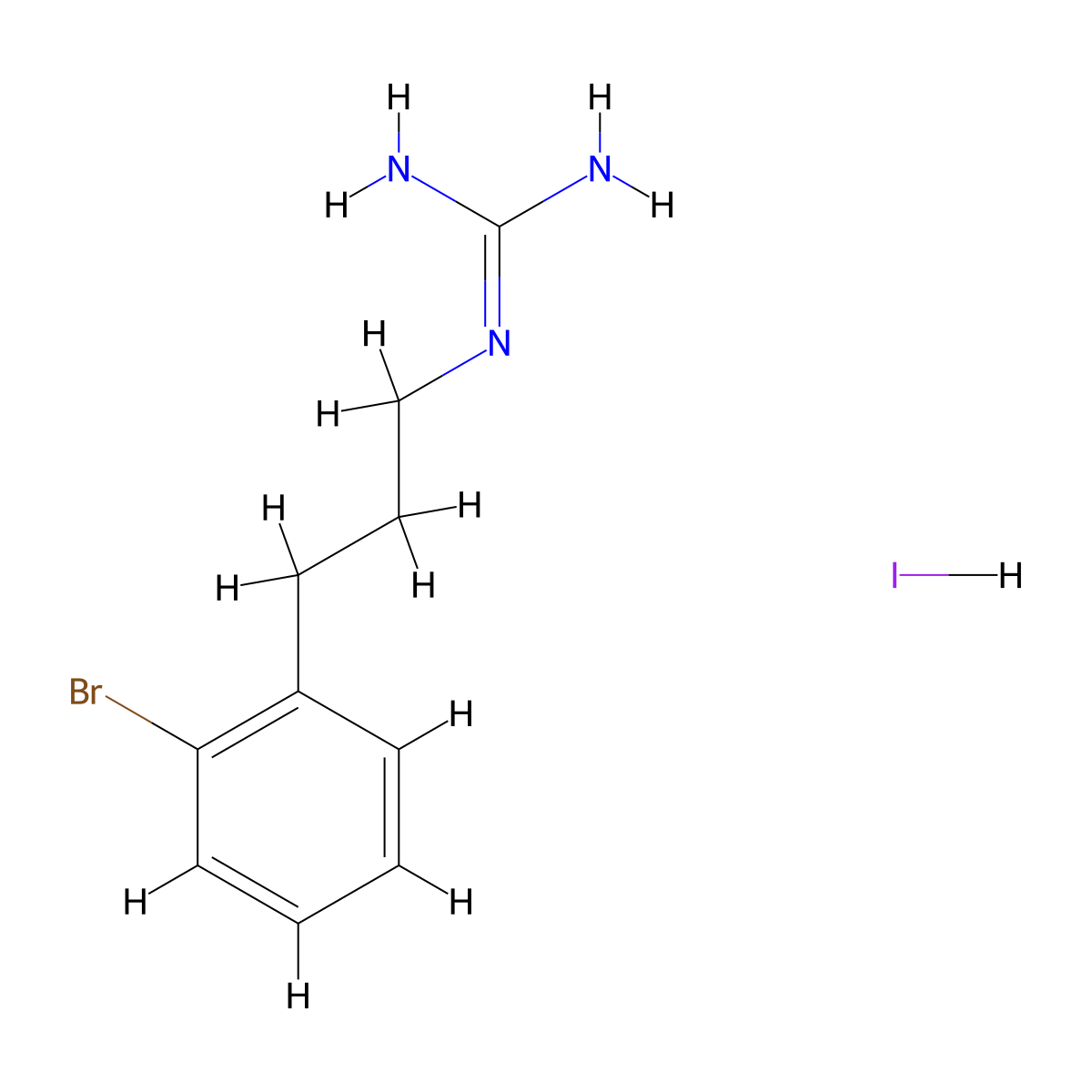 N''-[3-(2-bromophenyl)propyl]guanidine hydroiodide molecular structure, CAS 2060029-64-1