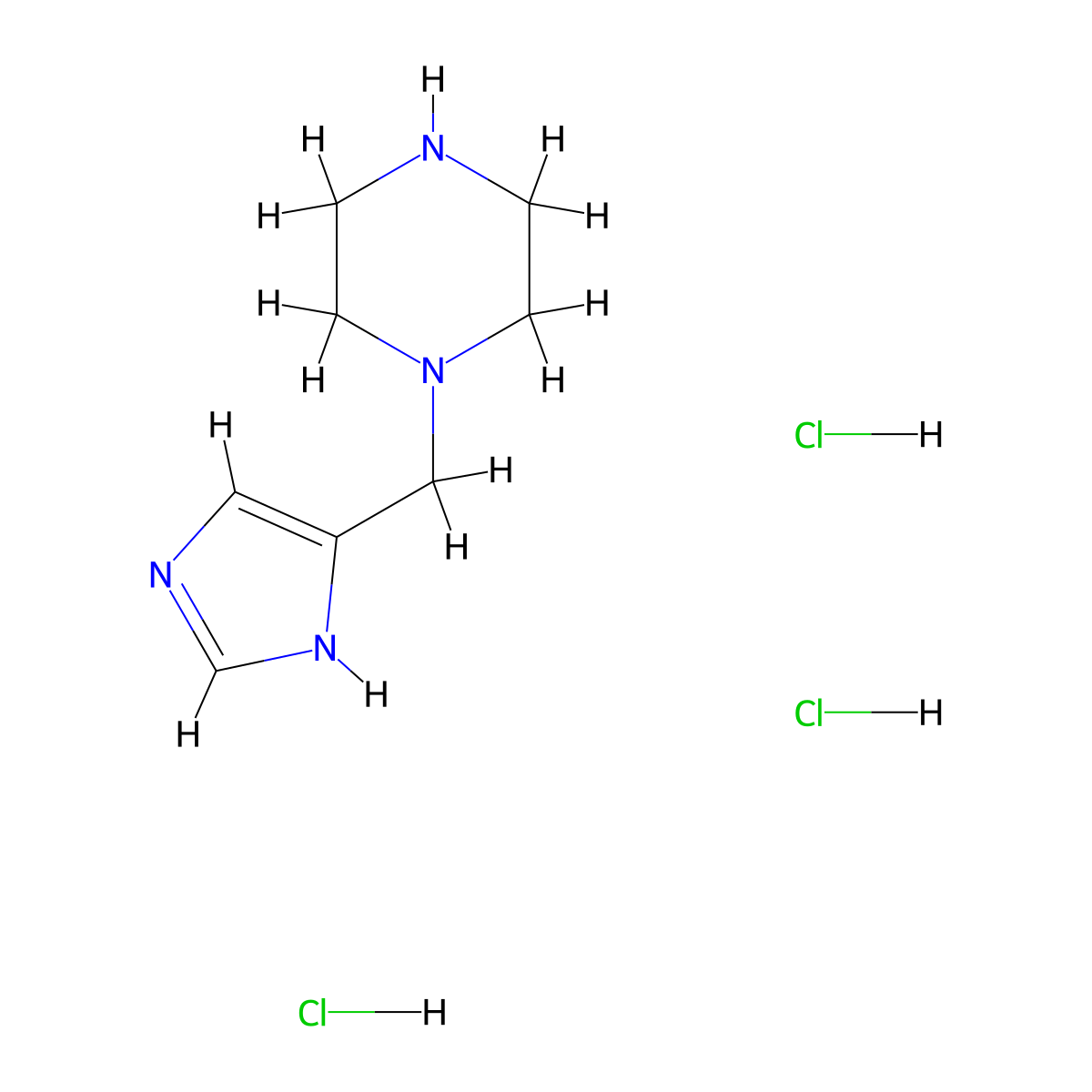 1-[(1H-imidazol-4-yl)methyl]piperazine trihydrochloride molecular structure, CAS 2060029-67-4