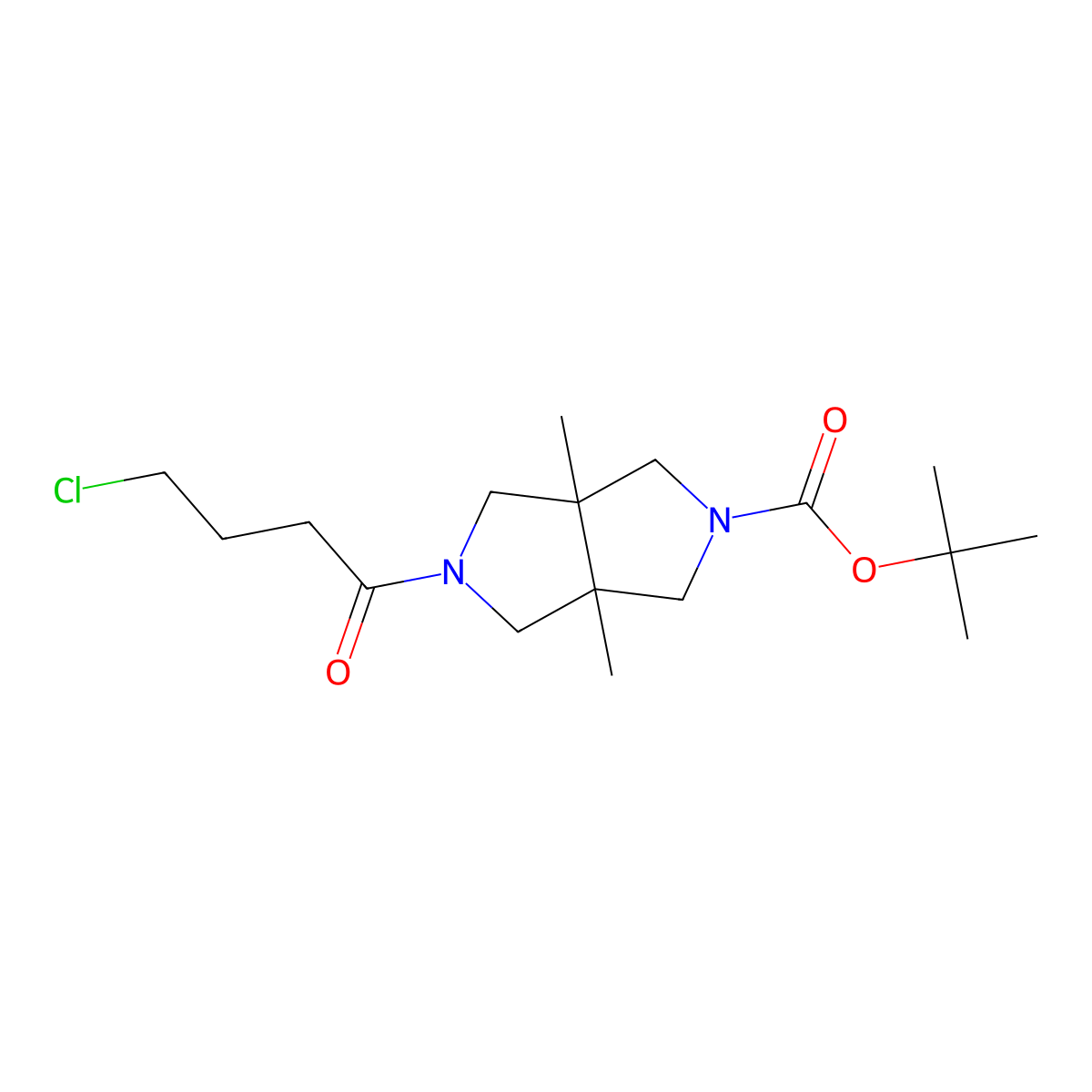 tert-Butyl 5-(4-chlorobutanoyl)-3a,6a-dimethyl-octahydropyrrolo[3,4-c]pyrrole-2-carboxylate molecular structure, CAS 2060029-69-6