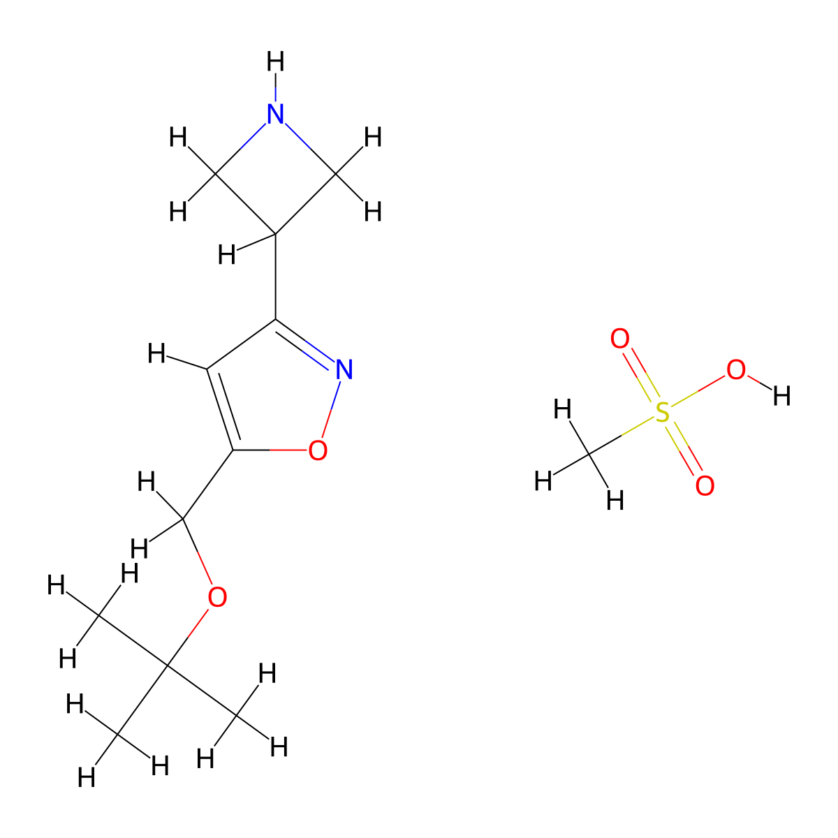 3-(Azetidin-3-yl)-5-[(tert-butoxy)methyl]-1,2-oxazole, methanesulfonic acid molecular structure, CAS 2060029-71-0