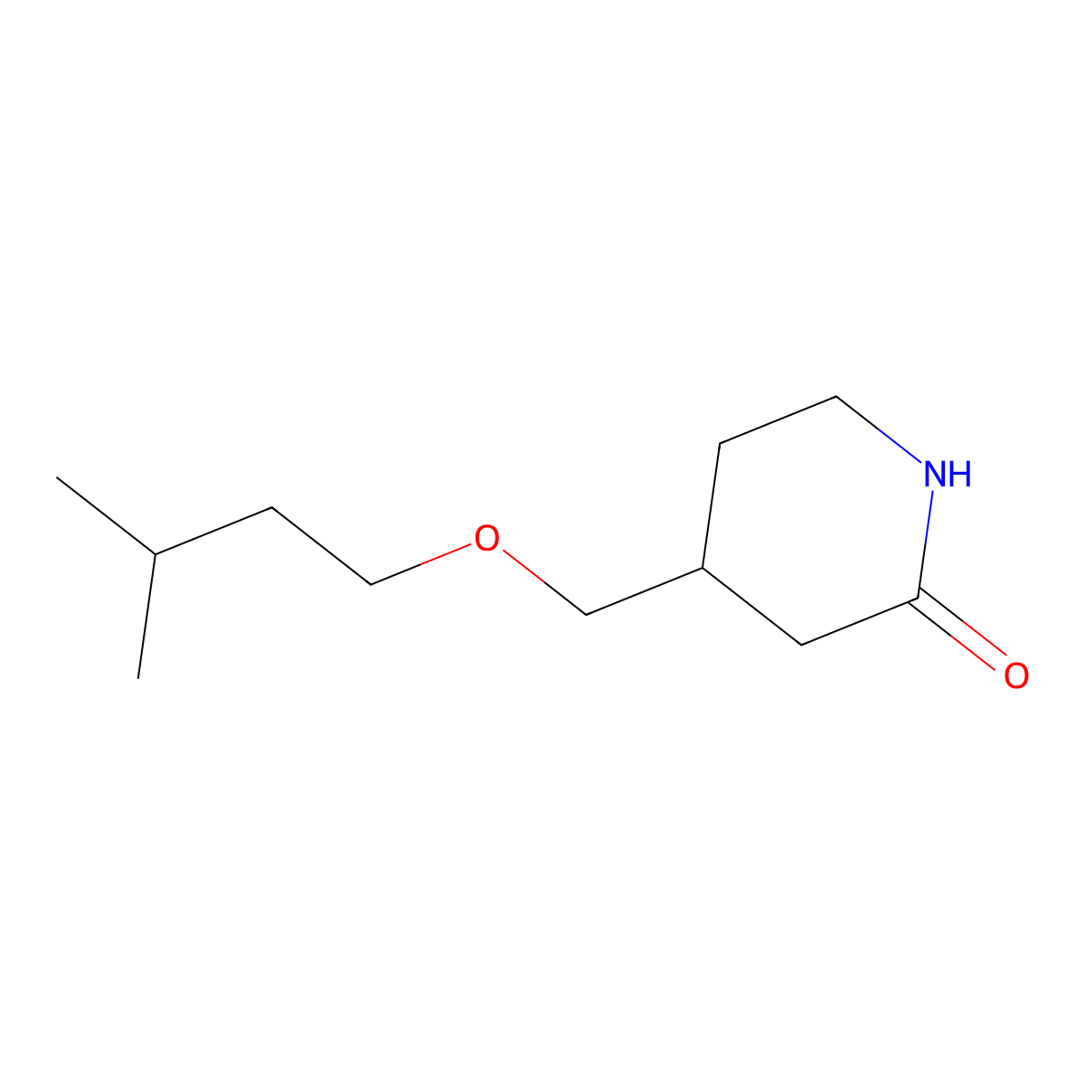 4-[(3-Methylbutoxy)methyl]piperidin-2-one molecular structure, CAS 2060029-78-7