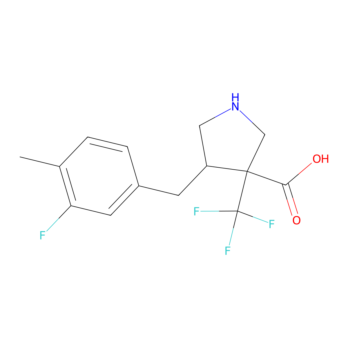 4-[(3-Fluoro-4-methylphenyl)methyl]-3-(trifluoromethyl)pyrrolidine-3-carboxylic acid molecular structure, CAS 2060029-82-3