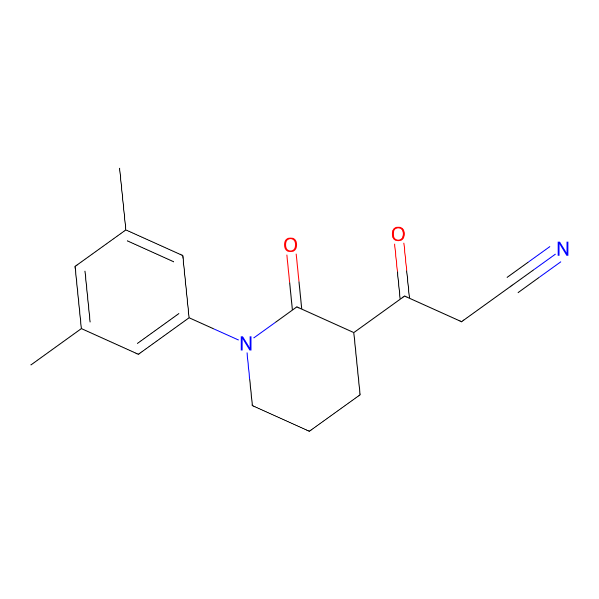 3-[1-(3,5-Dimethylphenyl)-2-oxopiperidin-3-yl]-3-oxopropanenitrile molecular structure, CAS 2060029-84-5