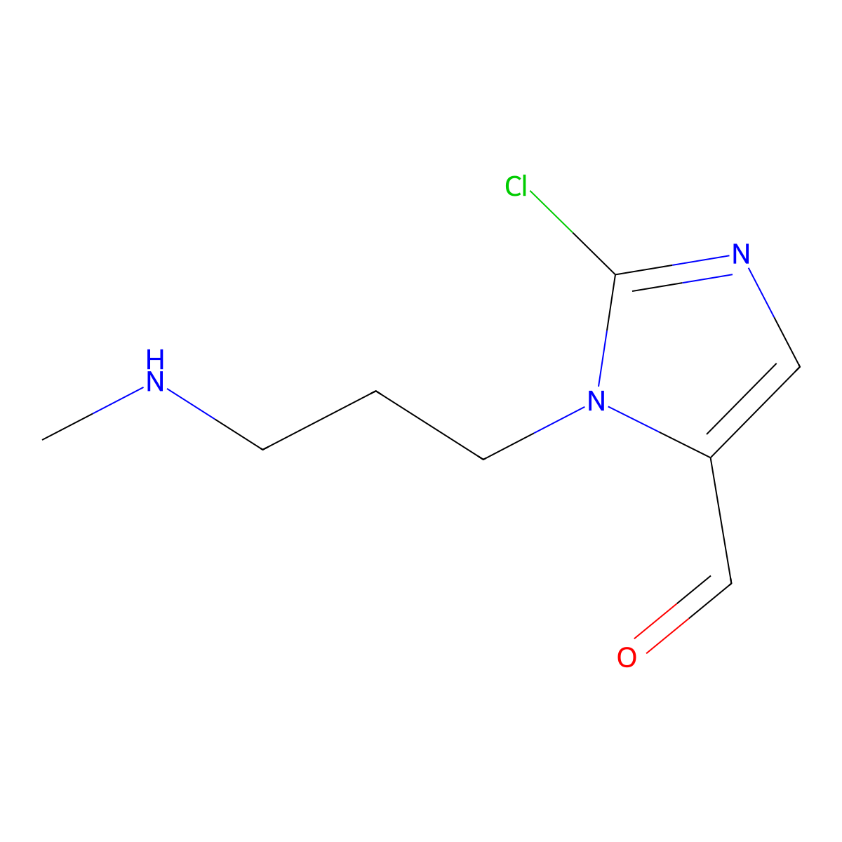 2-Chloro-1-[3-(methylamino)propyl]-1H-imidazole-5-carbaldehyde molecular structure, CAS 2060029-87-8