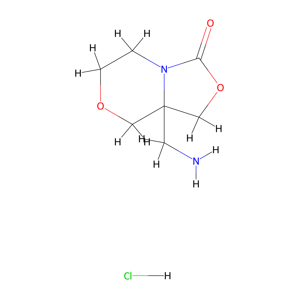 8a-(Aminomethyl)-hexahydro-[1,3]oxazolo[4,3-c]morpholin-3-one hydrochloride molecular structure, CAS 2060029-89-0