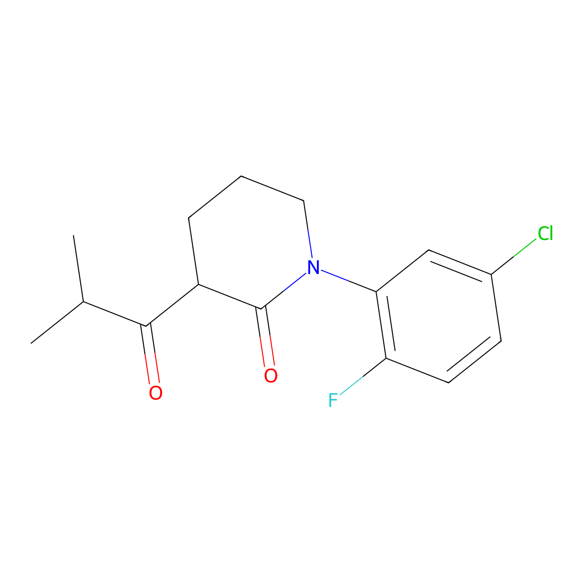 1-(5-Chloro-2-fluorophenyl)-3-(2-methylpropanoyl)piperidin-2-one molecular structure, CAS 2060029-95-8