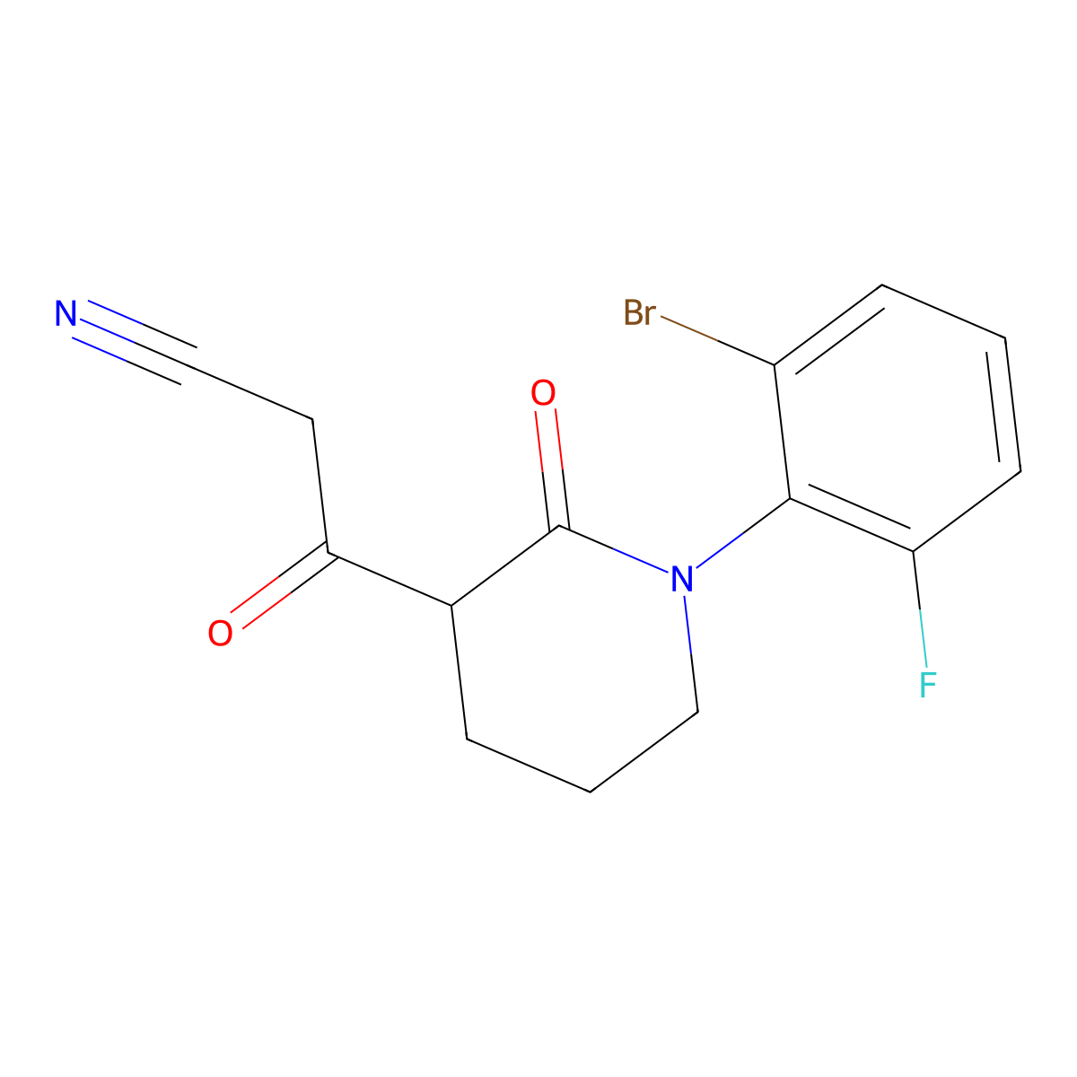 3-[1-(2-Bromo-6-fluorophenyl)-2-oxopiperidin-3-yl]-3-oxopropanenitrile molecular structure, CAS 2060030-01-3