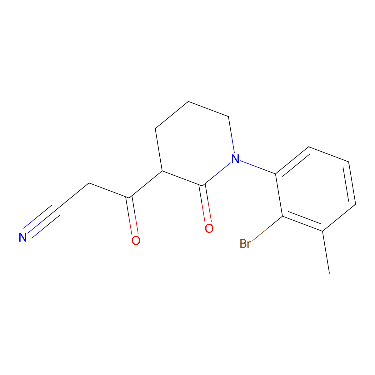 3-[1-(2-Bromo-3-methylphenyl)-2-oxopiperidin-3-yl]-3-oxopropanenitrile molecular structure, CAS 2060030-06-8
