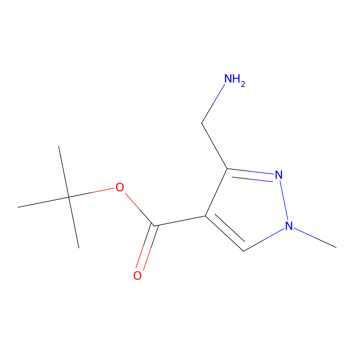 tert-butyl 3-(aminomethyl)-1-methyl-1H-pyrazole-4-carboxylate molecular structure, CAS 2060030-07-9