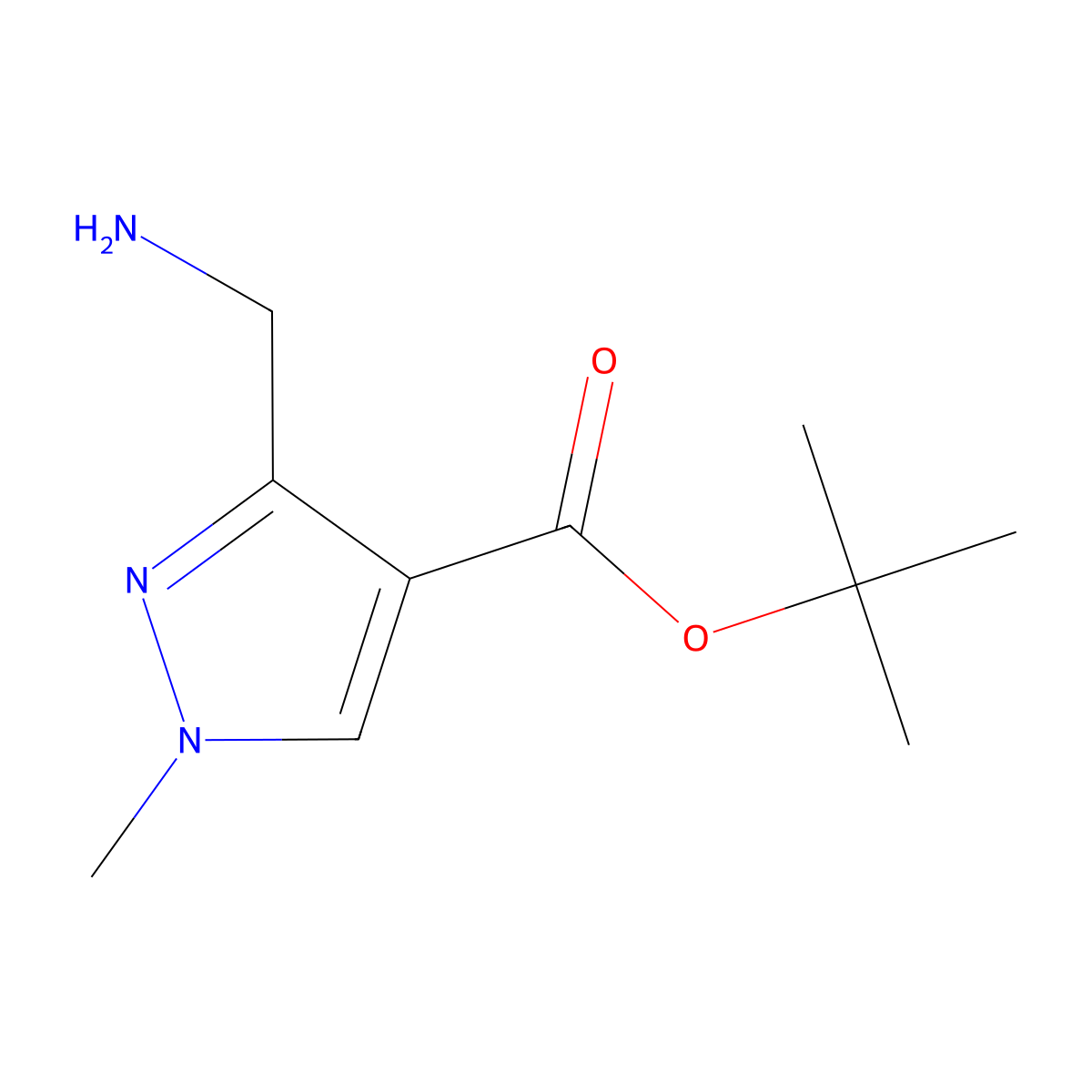 tert-butyl 3-(aminomethyl)-1-methyl-1H-pyrazole-4-carboxylate molecular structure, CAS 2060030-07-9