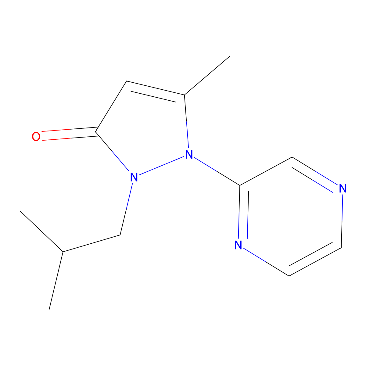 5-Methyl-2-(2-methylpropyl)-1-(pyrazin-2-yl)-2,3-dihydro-1H-pyrazol-3-one molecular structure, CAS 2060030-09-1