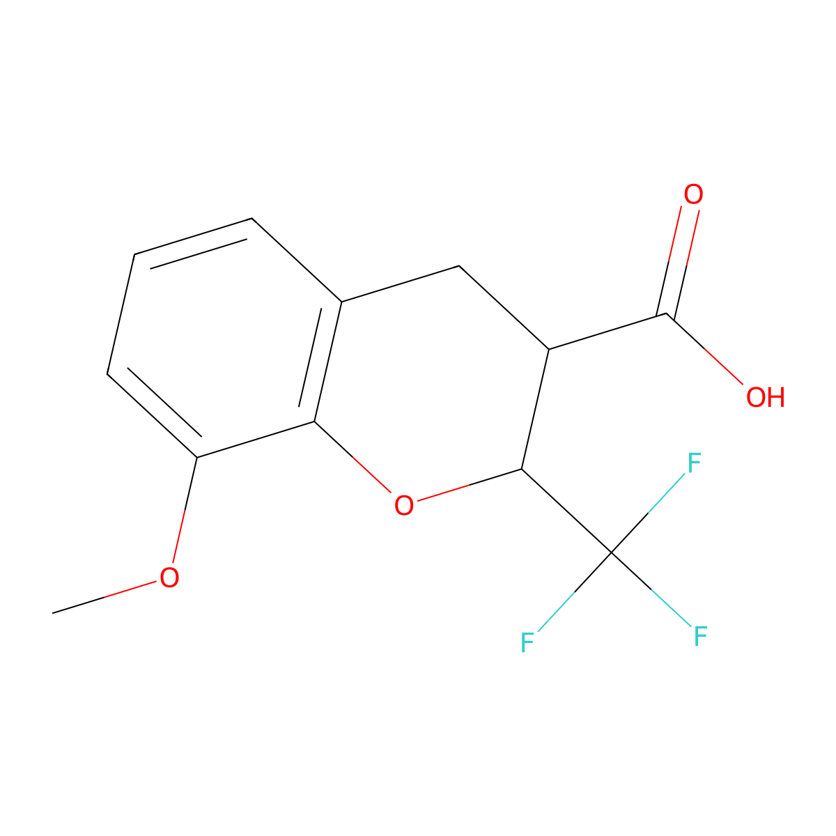 8-Methoxy-2-(trifluoromethyl)-3,4-dihydro-2H-1-benzopyran-3-carboxylic acid molecular structure, CAS 2060030-12-6