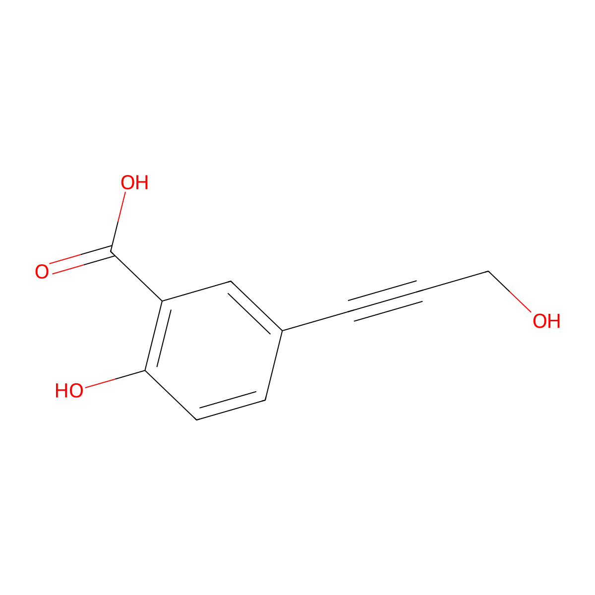 2-Hydroxy-5-(3-hydroxyprop-1-yn-1-yl)benzoic acid molecular structure, CAS 2060030-19-3