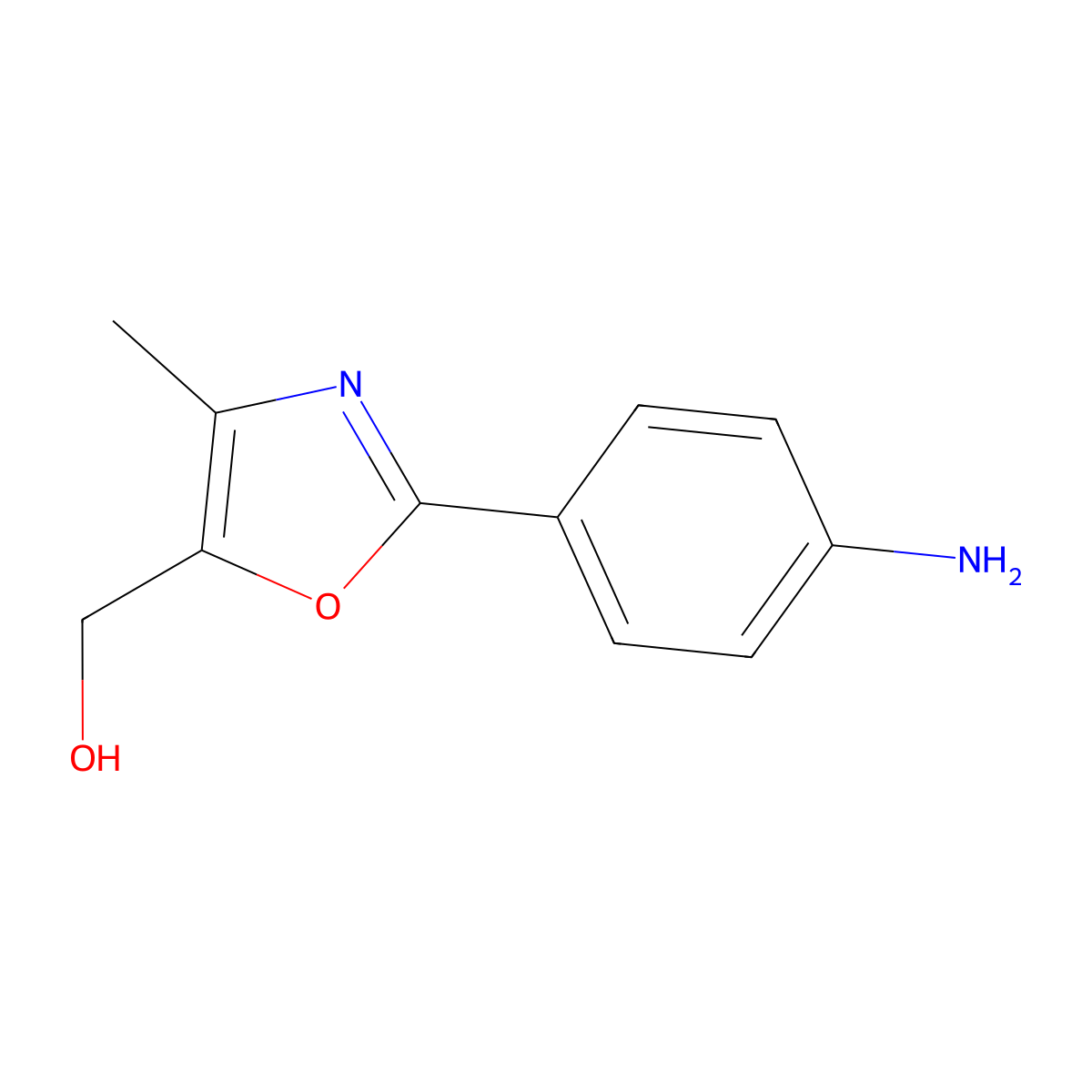 [2-(4-Aminophenyl)-4-methyl-1,3-oxazol-5-yl]methanol molecular structure, CAS 2060030-21-7