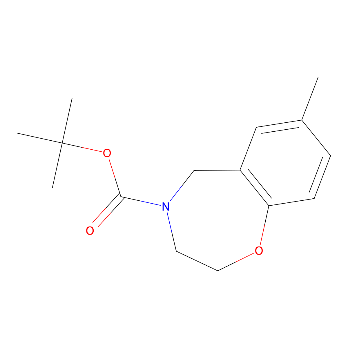tert-Butyl 7-methyl-2,3,4,5-tetrahydro-1,4-benzoxazepine-4-carboxylate molecular structure, CAS 2060030-23-9