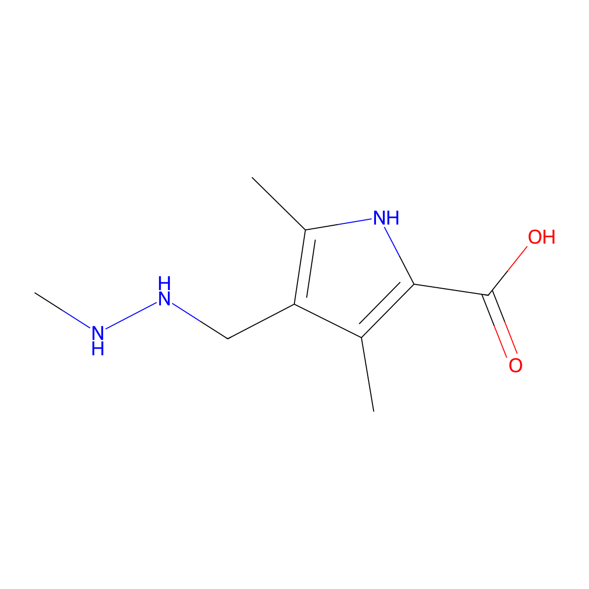 3,5-Dimethyl-4-[(2-methylhydrazin-1-yl)methyl]-1H-pyrrole-2-carboxylic acid molecular structure, CAS 2060030-25-1