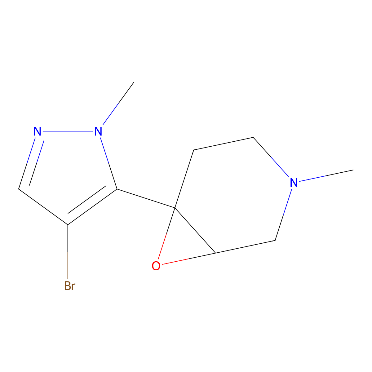 6-(4-Bromo-1-methyl-1H-pyrazol-5-yl)-3-methyl-7-oxa-3-azabicyclo[4.1.0]heptane molecular structure, CAS 2060030-30-8