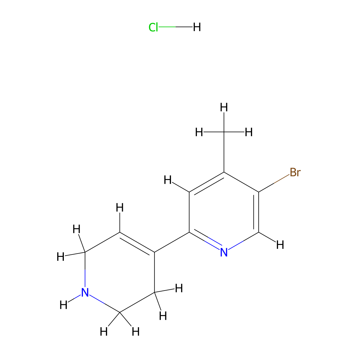 5-Bromo-4-methyl-2-(1,2,3,6-tetrahydropyridin-4-yl)pyridine hydrochloride molecular structure, CAS 2060030-46-6