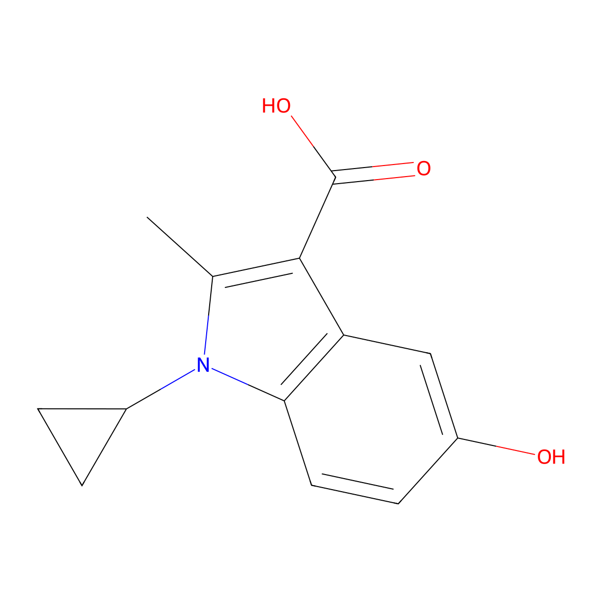 1-Cyclopropyl-5-hydroxy-2-methyl-1H-indole-3-carboxylic acid molecular structure, CAS 2060030-49-9