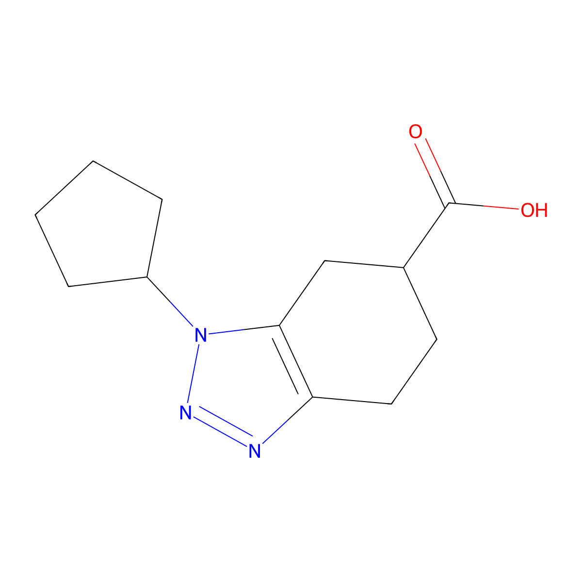1-cyclopentyl-4,5,6,7-tetrahydro-1H-1,2,3-benzotriazole-6-carboxylic acid molecular structure, CAS 2060030-50-2