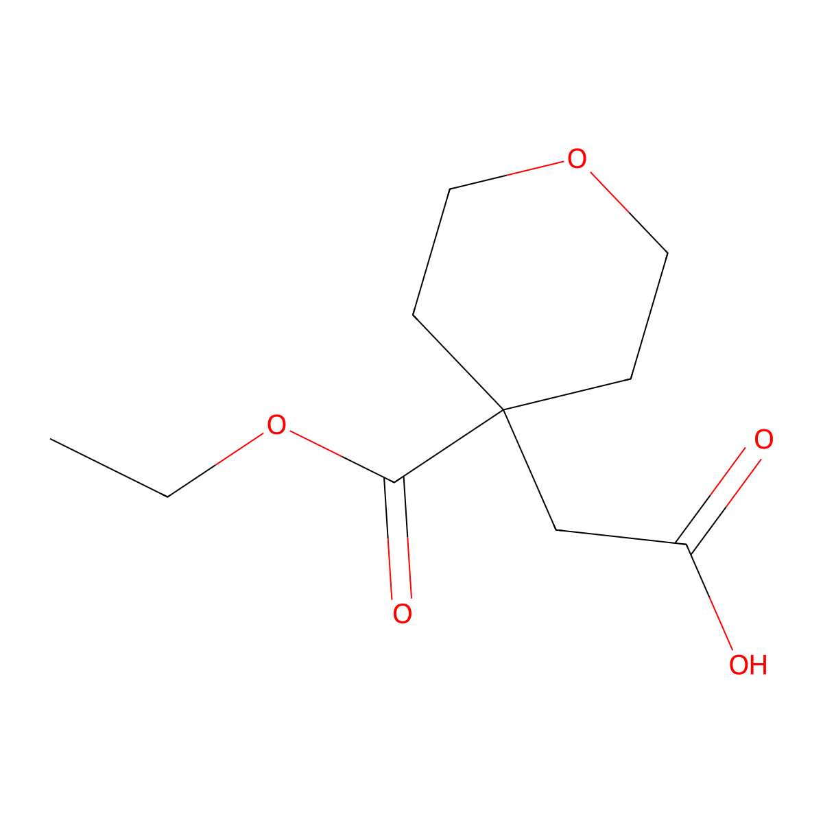 2-(4-(Ethoxycarbonyl)oxan-4-yl)acetic acid molecular structure, CAS 2060030-52-4