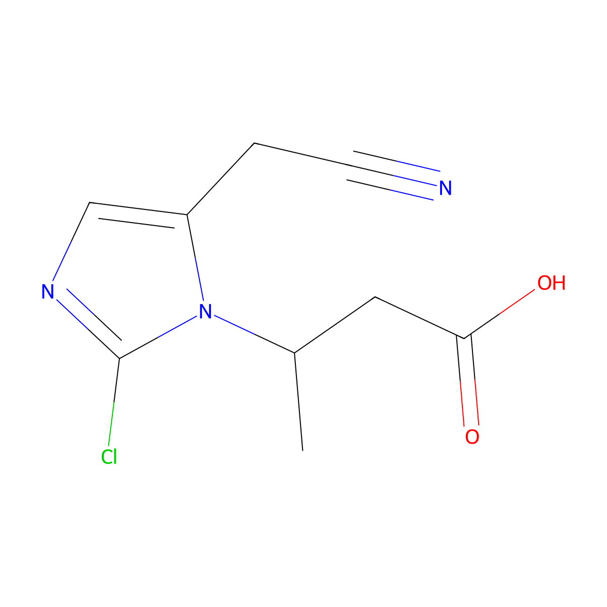 3-[2-Chloro-5-(cyanomethyl)-1H-imidazol-1-yl]butanoic acid molecular structure, CAS 2060030-60-4