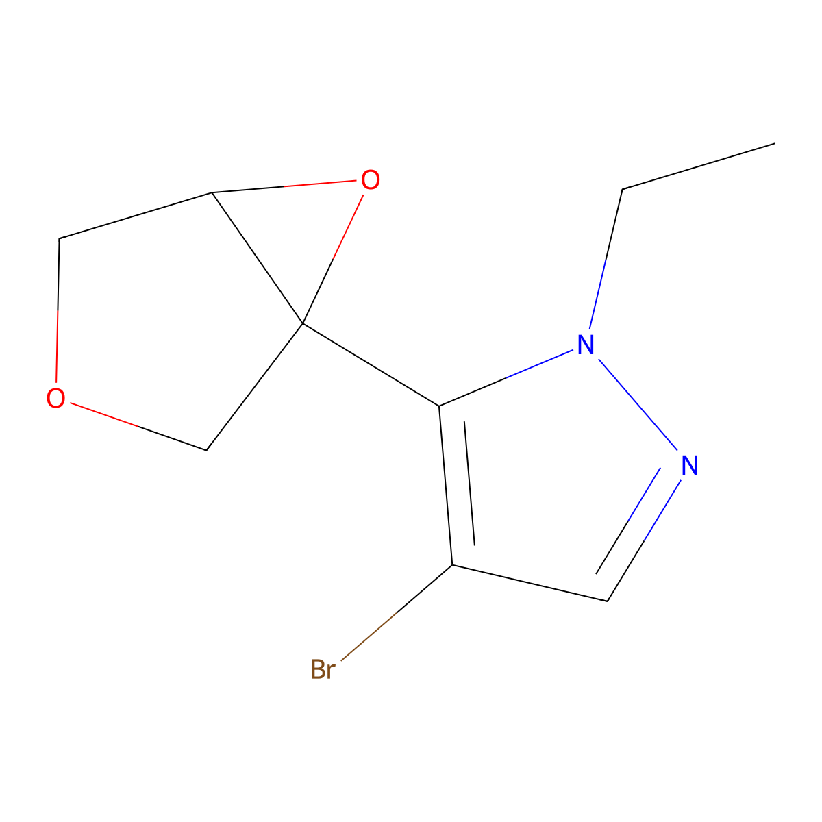 4-Bromo-5-{3,6-dioxabicyclo[3.1.0]hexan-1-yl}-1-ethyl-1H-pyrazole molecular structure, CAS 2060030-65-9