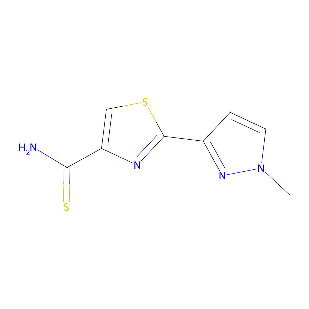 2-(1-Methyl-1H-pyrazol-3-yl)-1,3-thiazole-4-carbothioamide molecular structure, CAS 2060030-67-1
