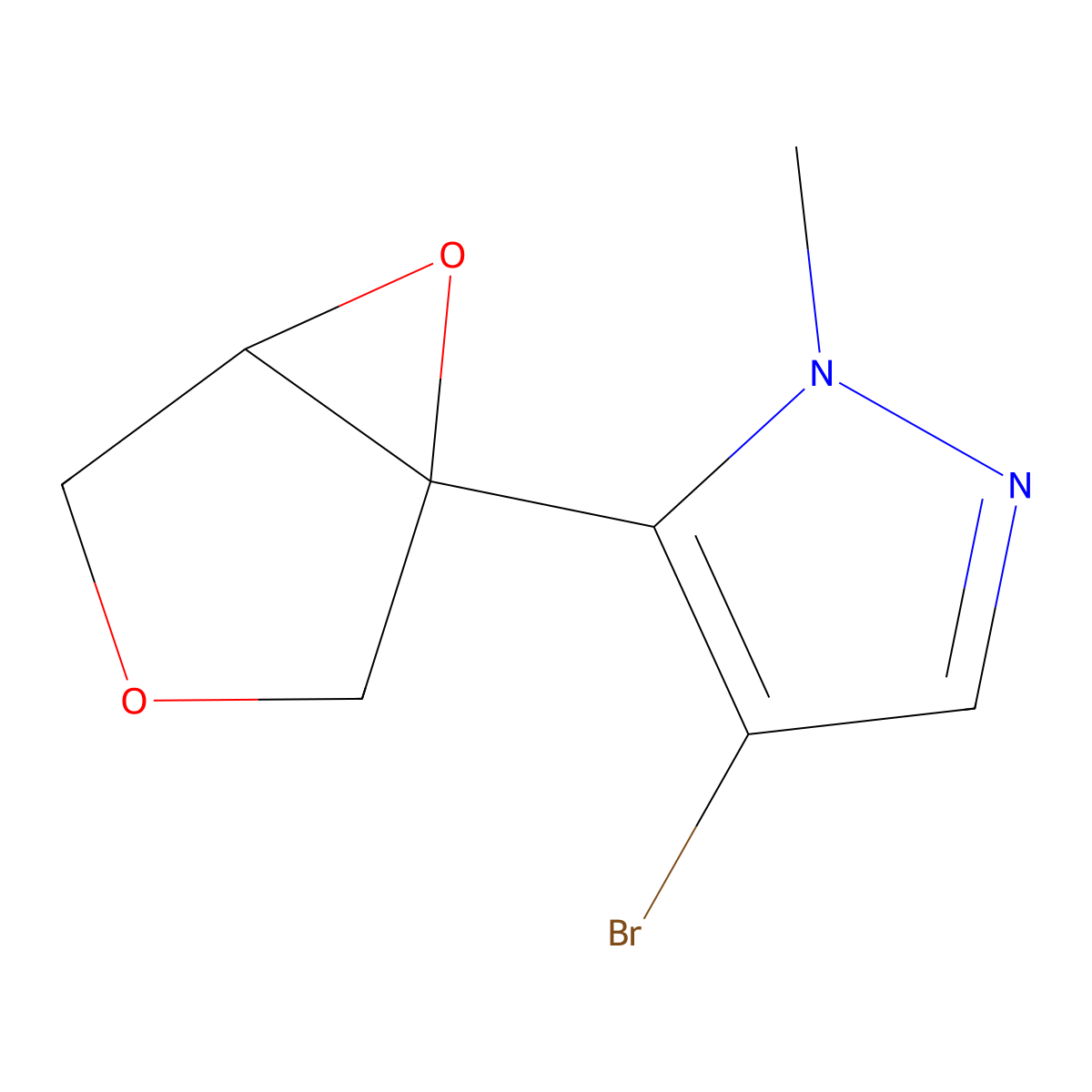 4-Bromo-5-{3,6-dioxabicyclo[3.1.0]hexan-1-yl}-1-methyl-1H-pyrazole molecular structure, CAS 2060030-70-6