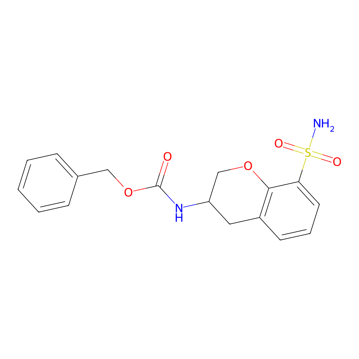 Benzyl N-(8-sulfamoyl-3,4-dihydro-2H-1-benzopyran-3-yl)carbamate molecular structure, CAS 2060030-75-1