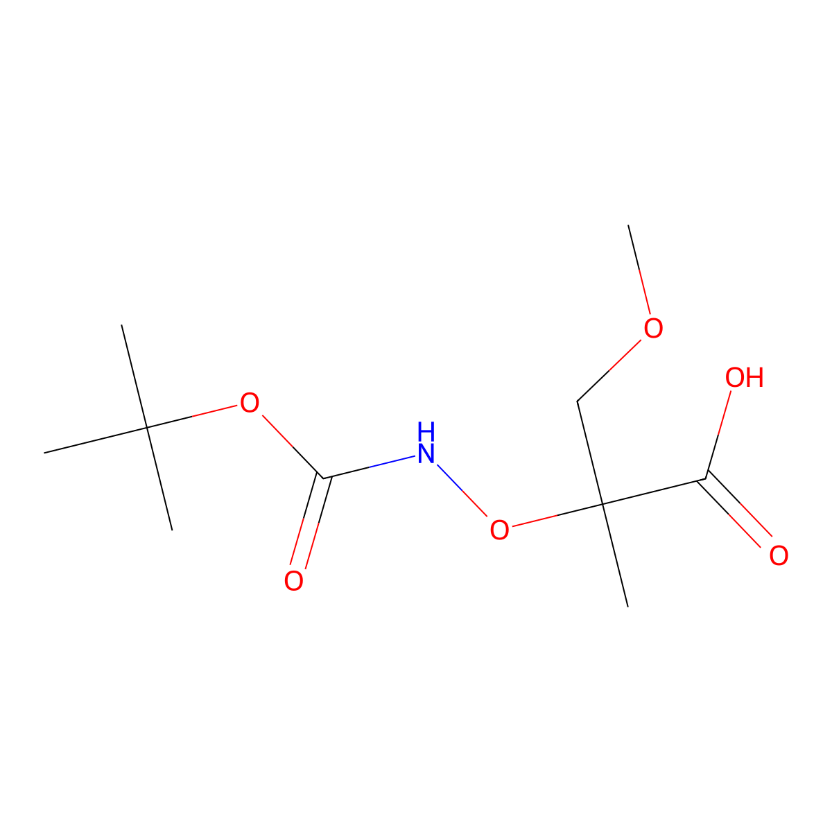 2-({[(Tert-butoxy)carbonyl]amino}oxy)-3-methoxy-2-methylpropanoic acid molecular structure, CAS 2060030-88-6
