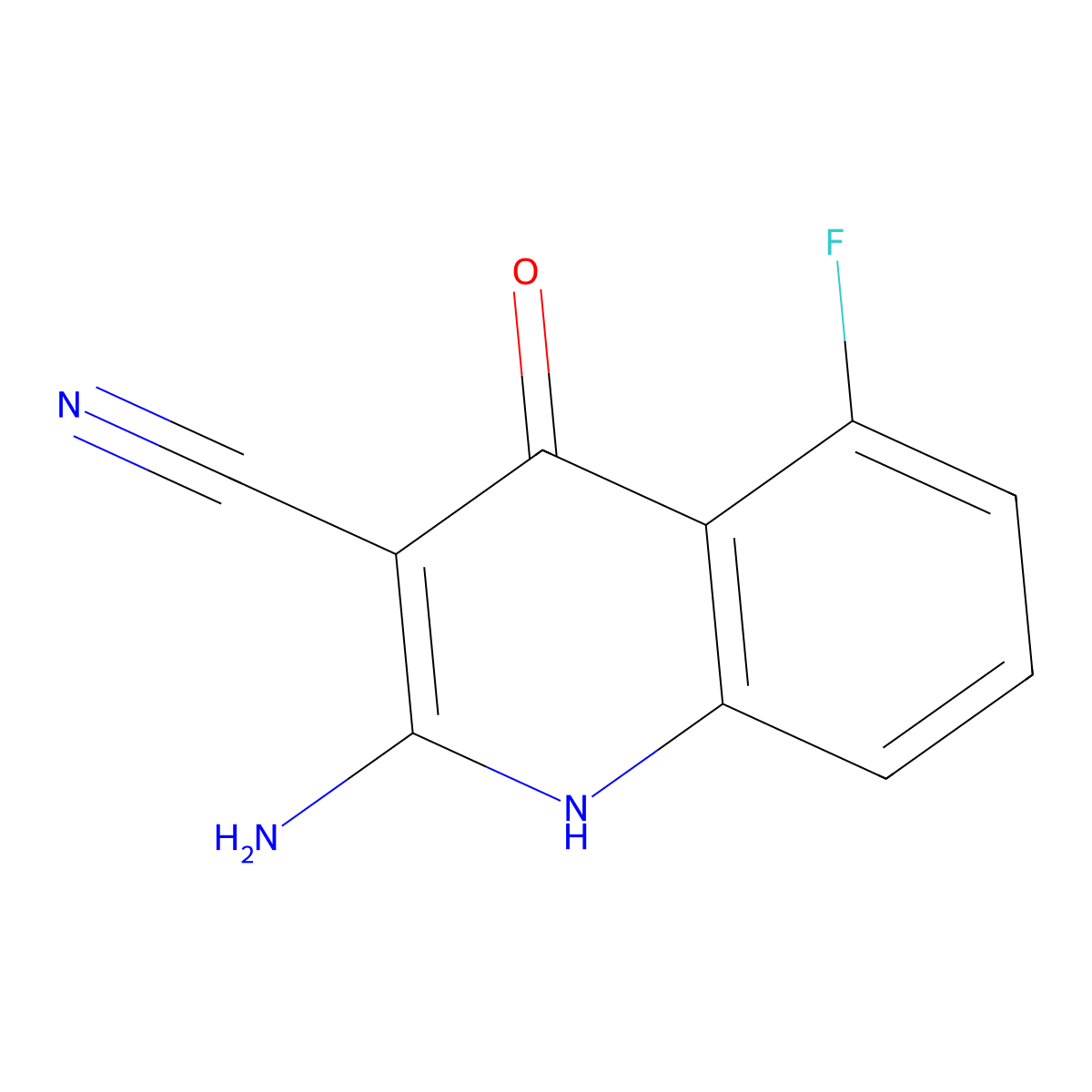 2-Amino-5-fluoro-4-hydroxyquinoline-3-carbonitrile molecular structure, CAS 2060030-89-7