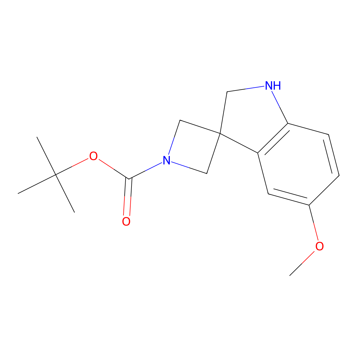 tert-Butyl 5'-methoxy-1',2'-dihydrospiro[azetidine-3,3'-indole]-1-carboxylate molecular structure, CAS 2060030-90-0