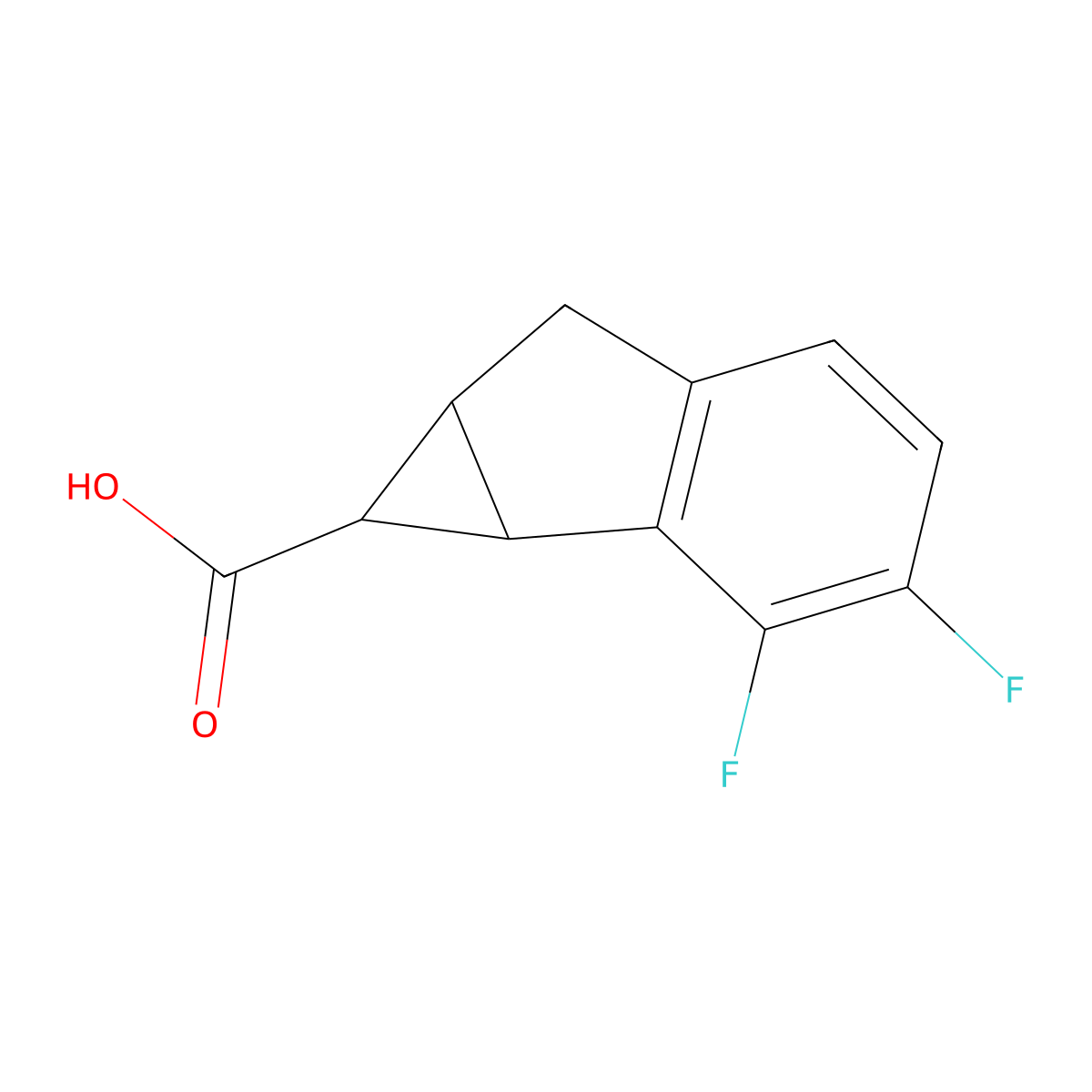 2,3-Difluoro-1H,1aH,6H,6aH-cyclopropa[a]indene-1-carboxylic acid molecular structure, CAS 2060030-93-3
