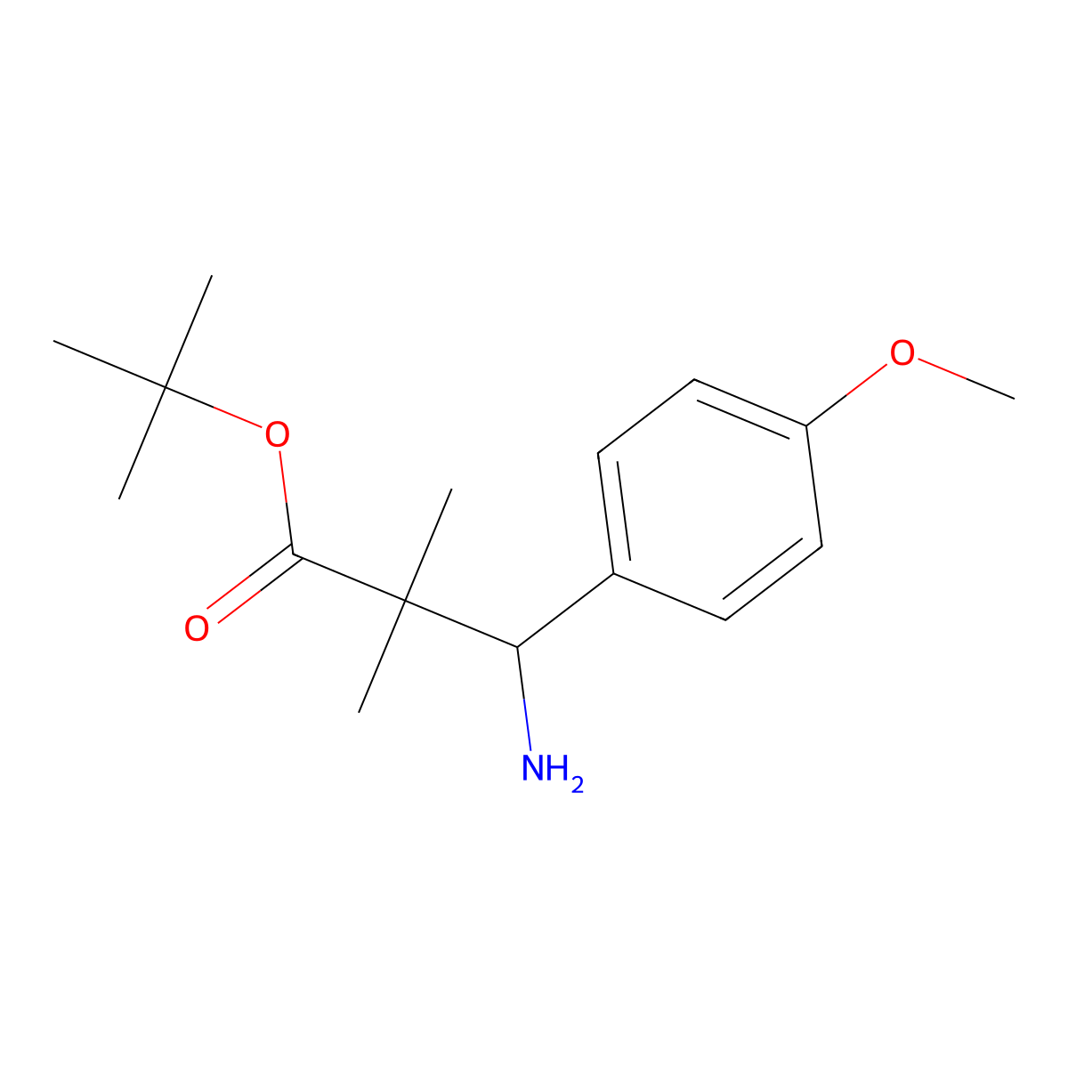 tert-Butyl 3-amino-3-(4-methoxyphenyl)-2,2-dimethylpropanoate molecular structure, CAS 2060030-99-9
