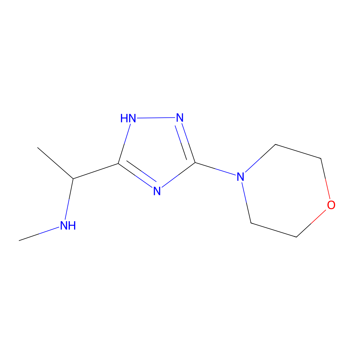 Methyl({1-[3-(morpholin-4-yl)-1H-1,2,4-triazol-5-yl]ethyl})amine molecular structure, CAS 2060031-19-6